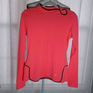 EP SPORT Lg Sleeve w/Thumb Holes Mock Neck Iridescent Orange w/Black Trim Top SP